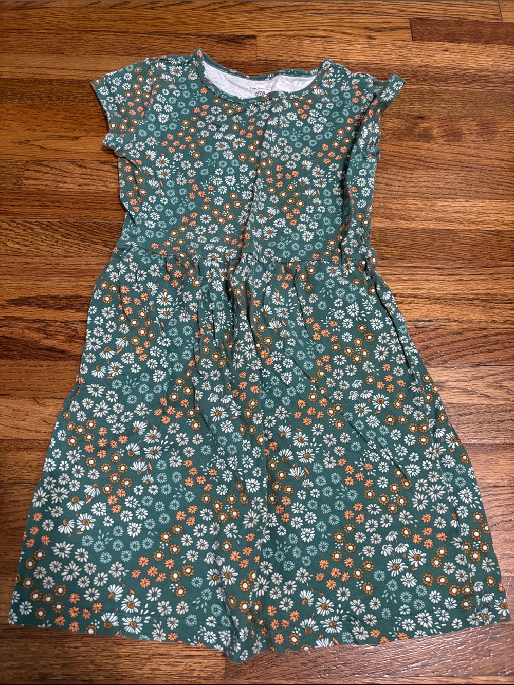 Carter’s size 7 green floral cotton dress girls